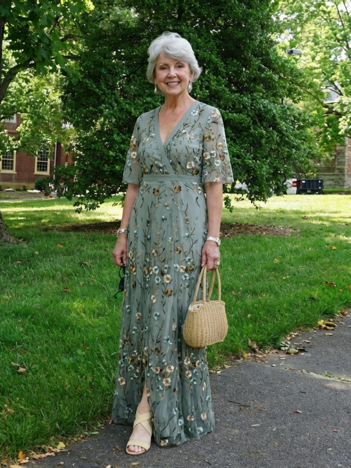 Clara | Floral V Neck Short Sleeve Maxi Dress