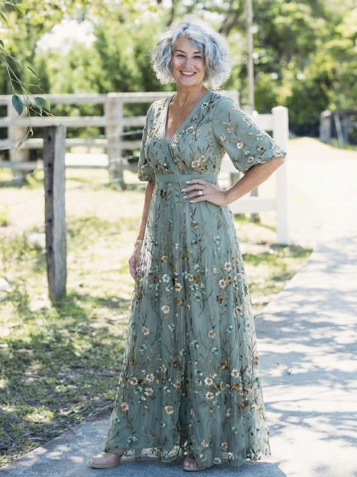 Clara | Floral V Neck Short Sleeve Maxi Dress