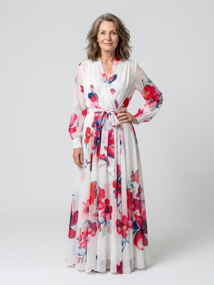Ayanda | Floral Long Sleeve Wrap Maxi Dress