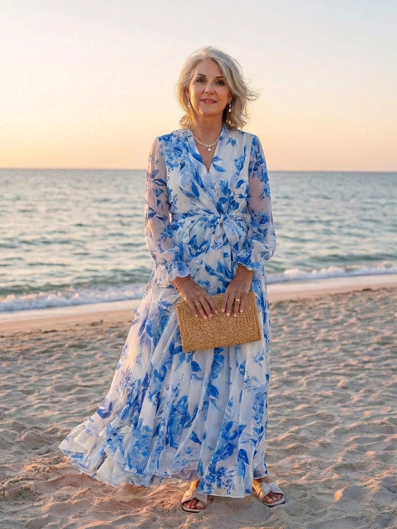 Ayanda | Floral Long Sleeve Wrap Maxi Dress