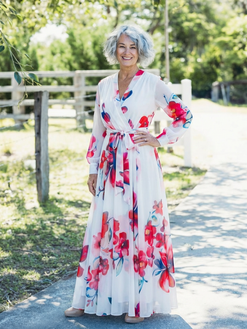 Ayanda | Floral Long Sleeve Wrap Maxi Dress