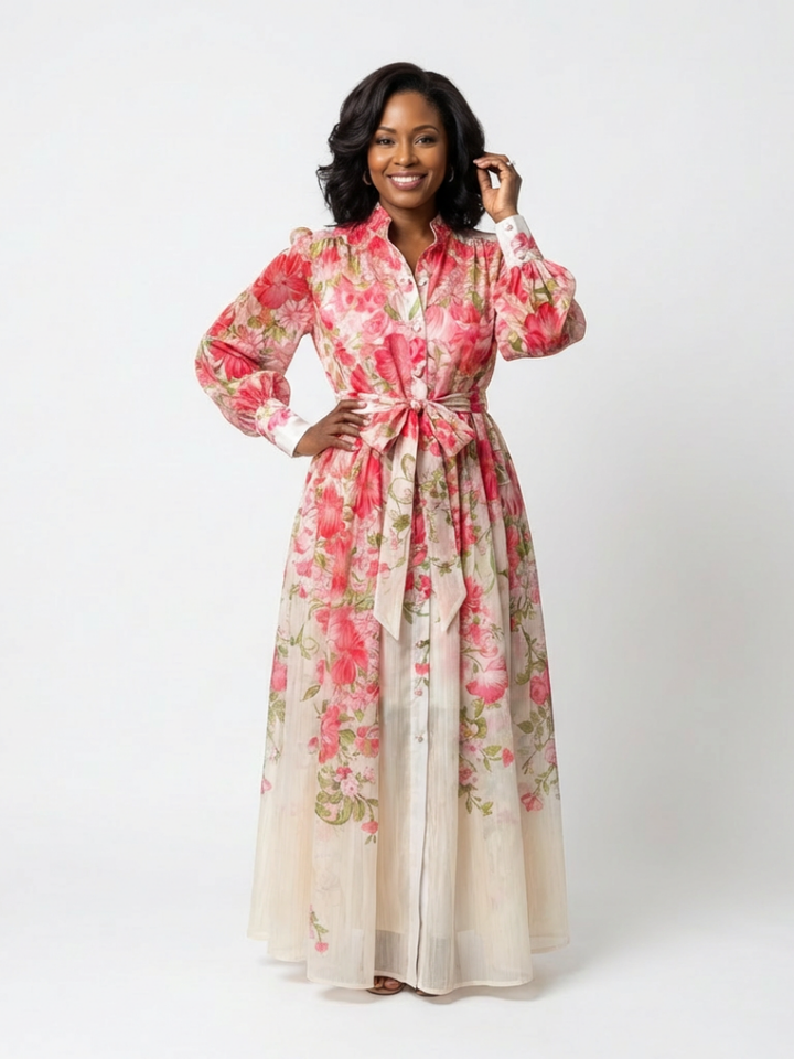 Sienna | Floral Sheer Long Sleeve Maxi Dress