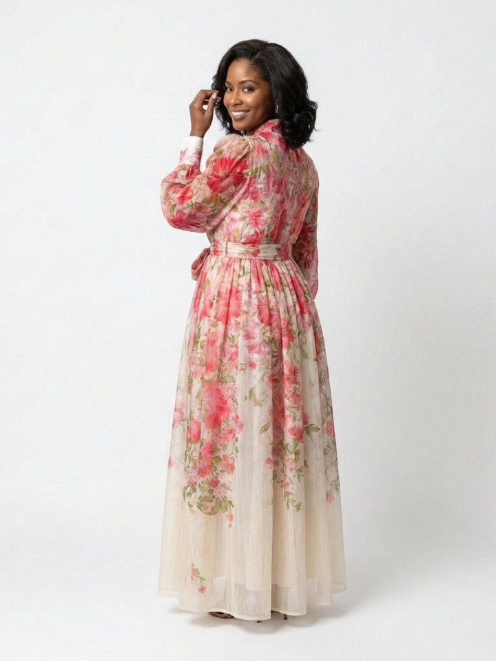 Sienna | Floral Sheer Long Sleeve Maxi Dress
