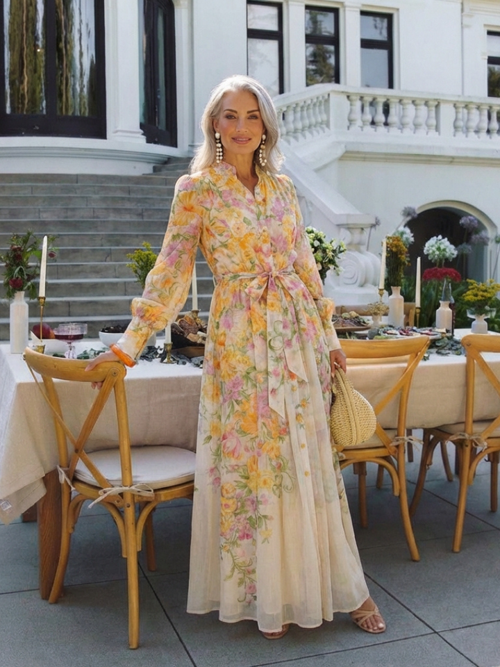 Sienna | Floral Sheer Long Sleeve Maxi Dress