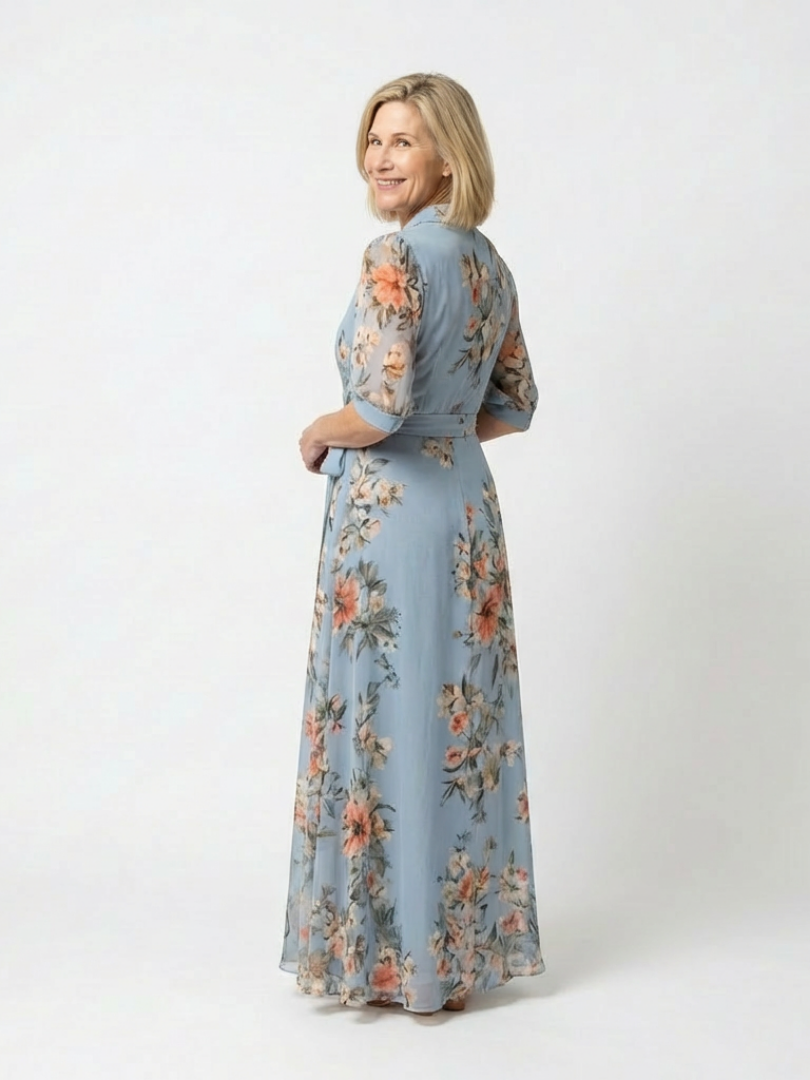 Mila | Floral Wrap V Neck Maxi Dress