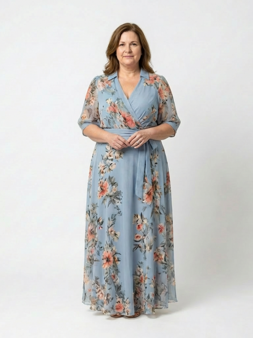 Mila | Floral Wrap V Neck Maxi Dress